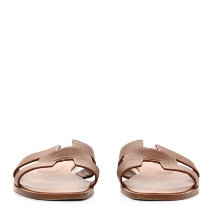 Hermes Box Calfskin Oran Sandals 38 Gold 2 of 9