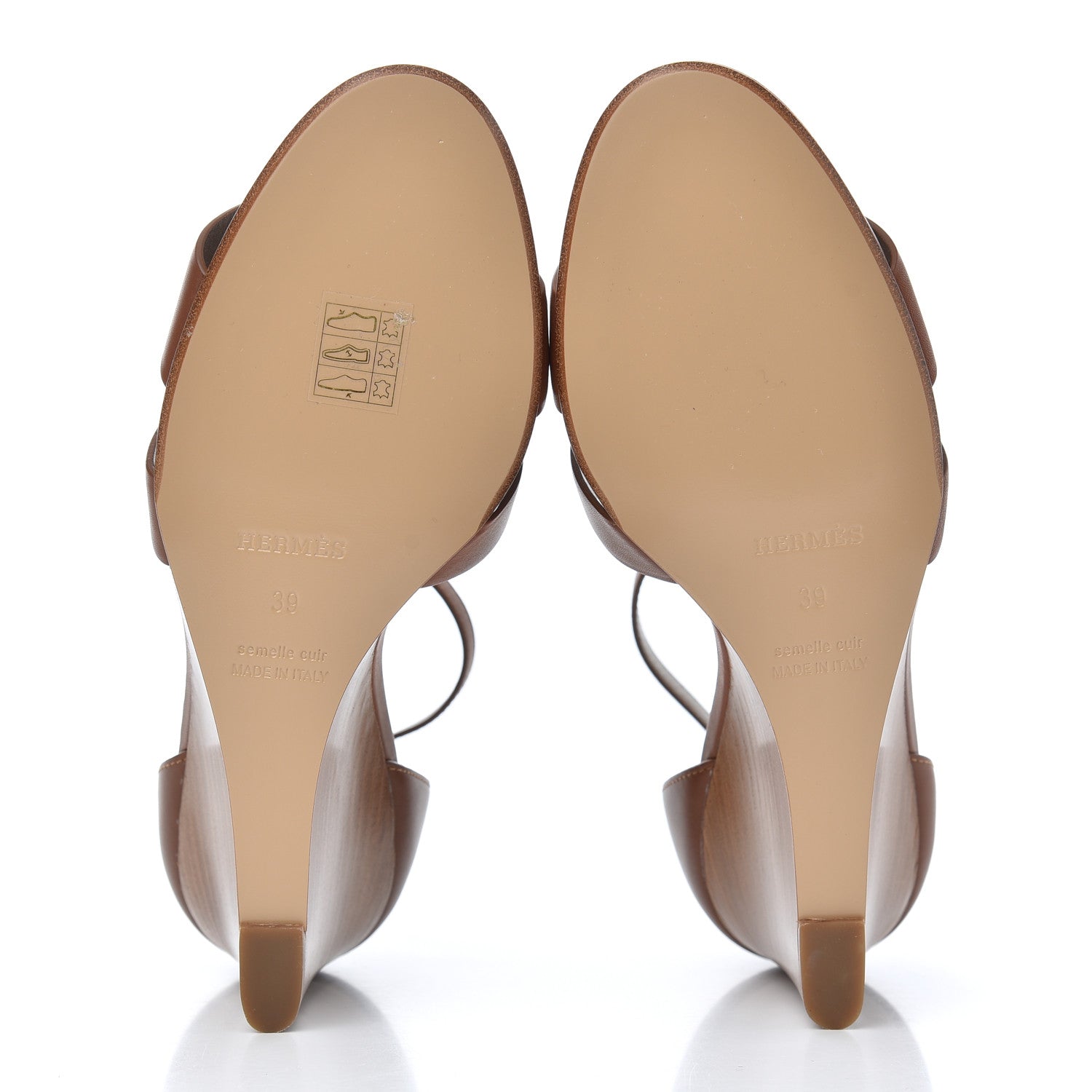 Hermes Calfskin Legend Wedge Sandals 39 Gold 5 of 8