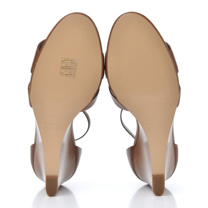 Hermes Calfskin Legend Wedge Sandals 39 Gold 5 of 8