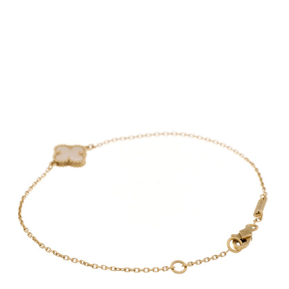 Van Cleef & Arpels 18K Yellow Gold Mother of Pearl Sweet Alhambra Bracelet 3 of 7