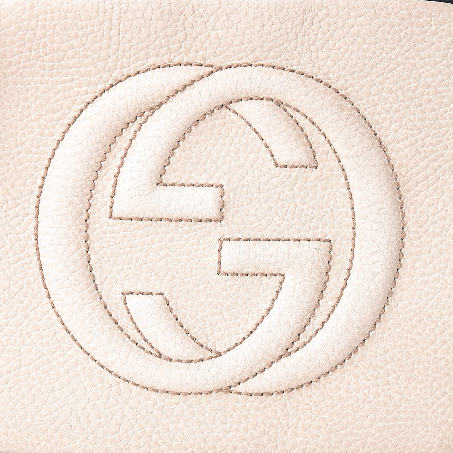 Dollar Calfskin Bi-Color Small Soho Disco Bag Mystic White Black