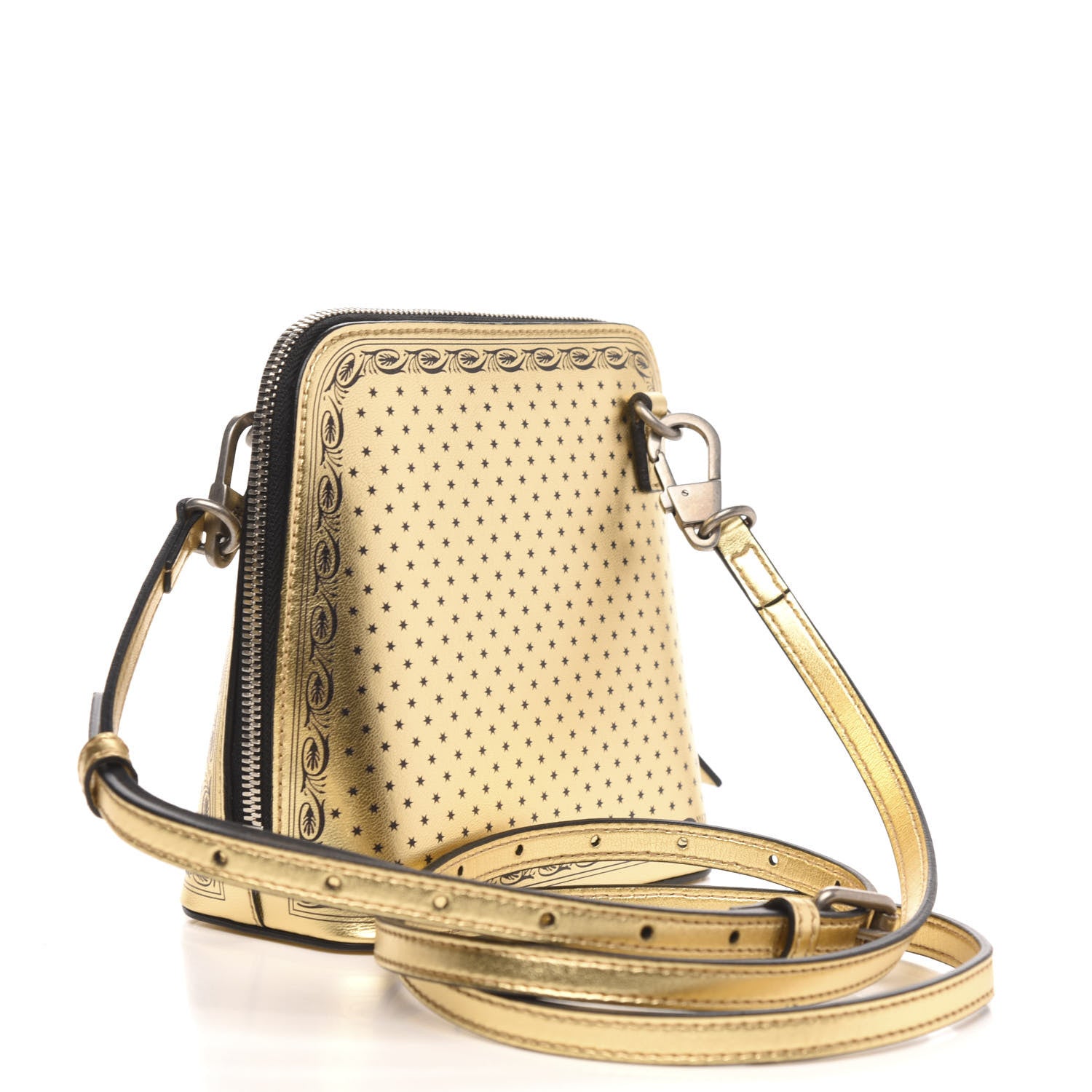 Gucci X SEGA Calfskin GUCCY Stars Mini Dome Shoulder Bag Gold 3 of 9