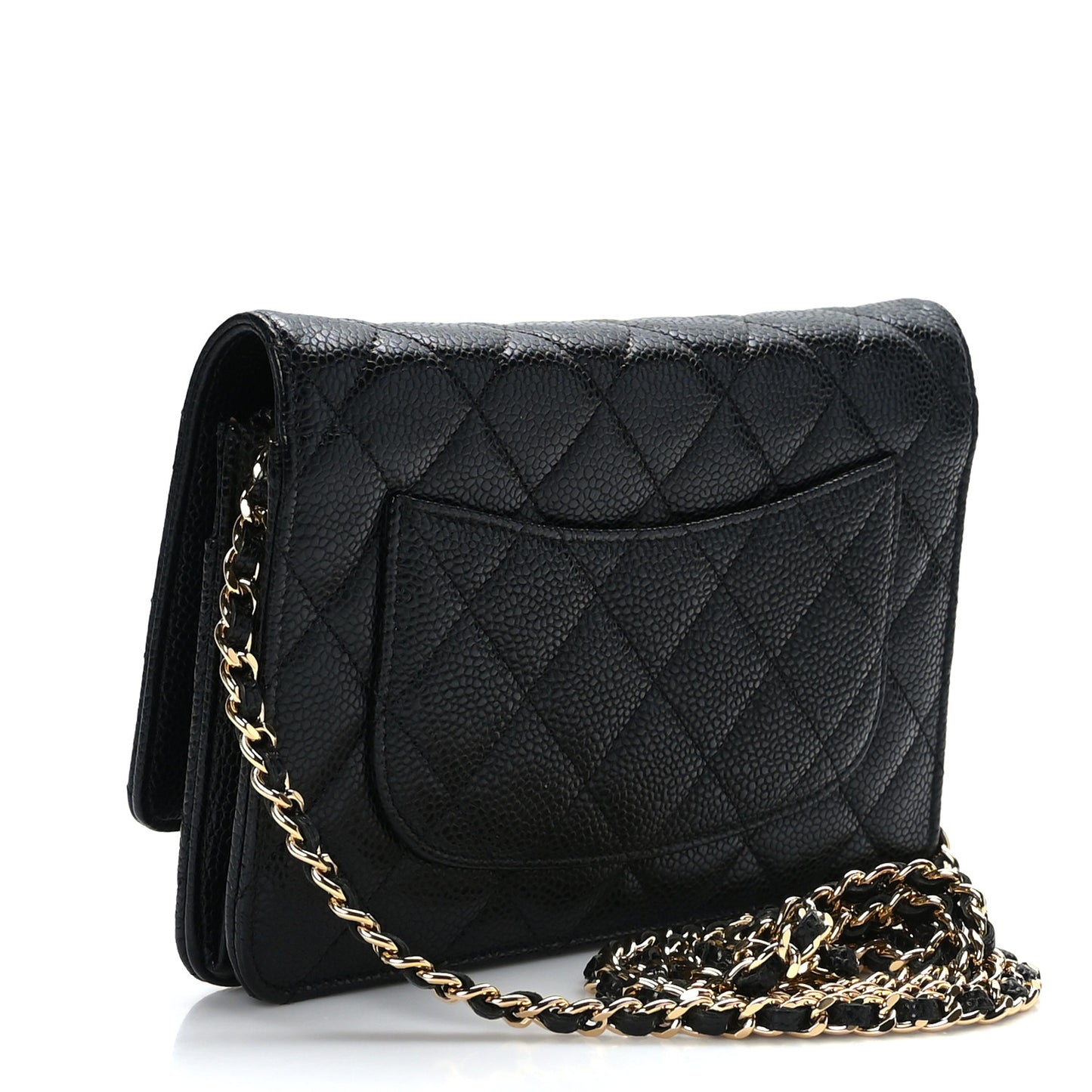 Caviar Quilted Wallet on Chain WOC Black