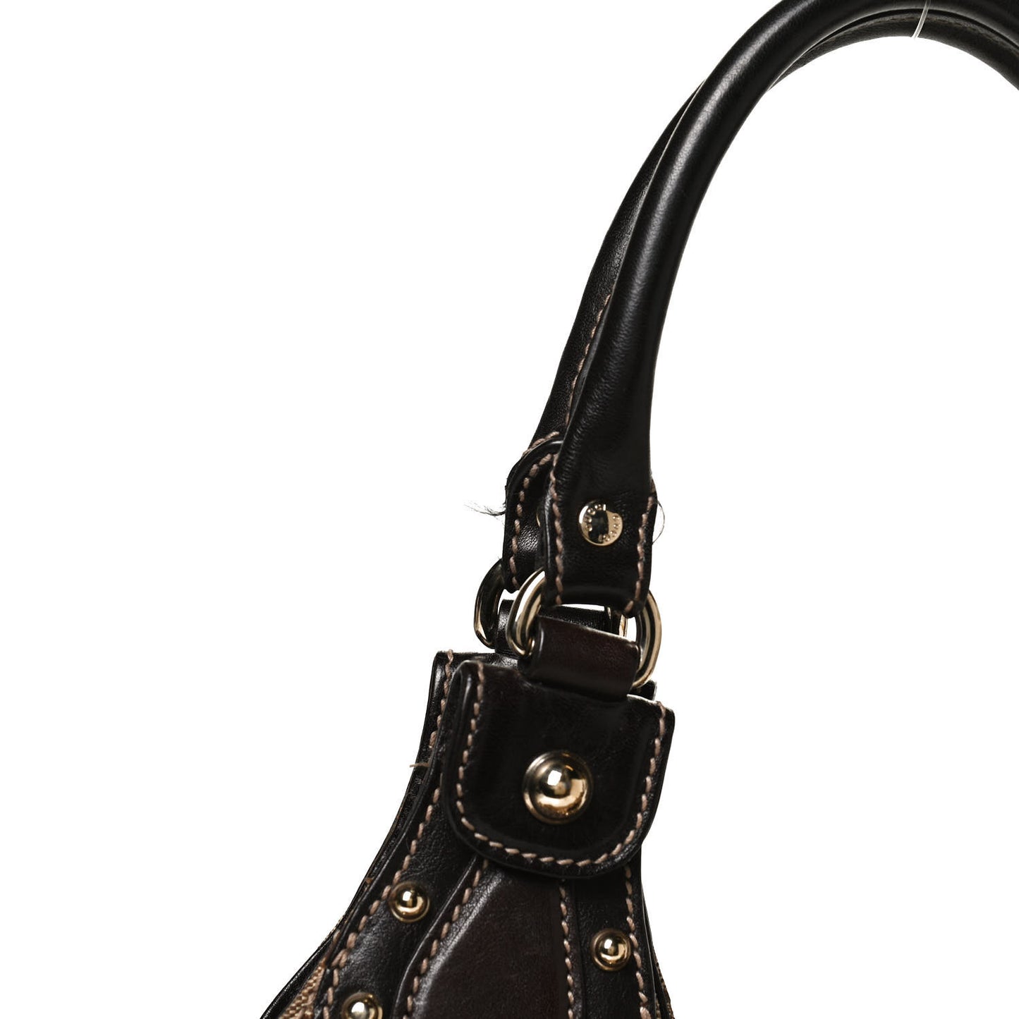 Monogram Studded Medium Pelham Shoulder Bag Dark Brown