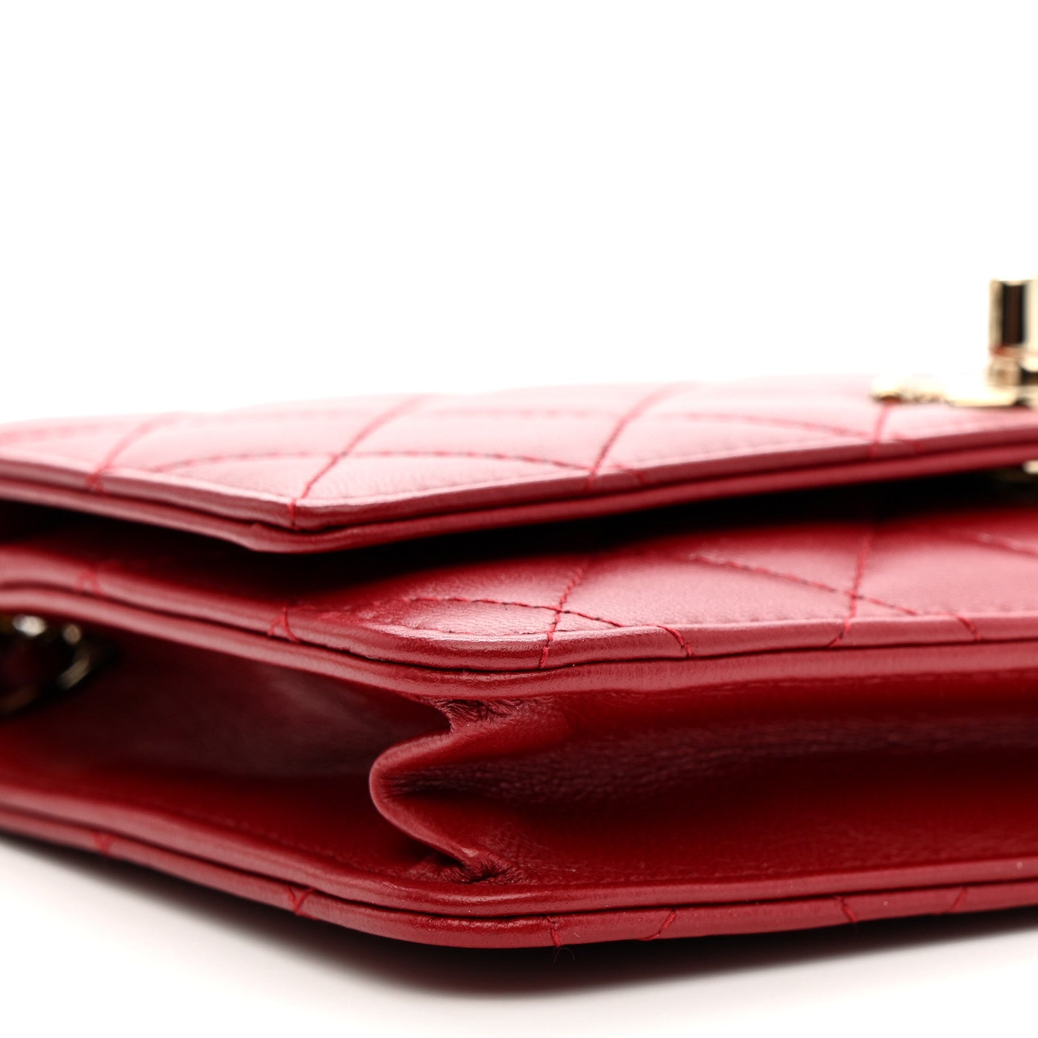 Chanel Lambskin Quilted Trendy CC Wallet On Chain WOC Red 10 of 13