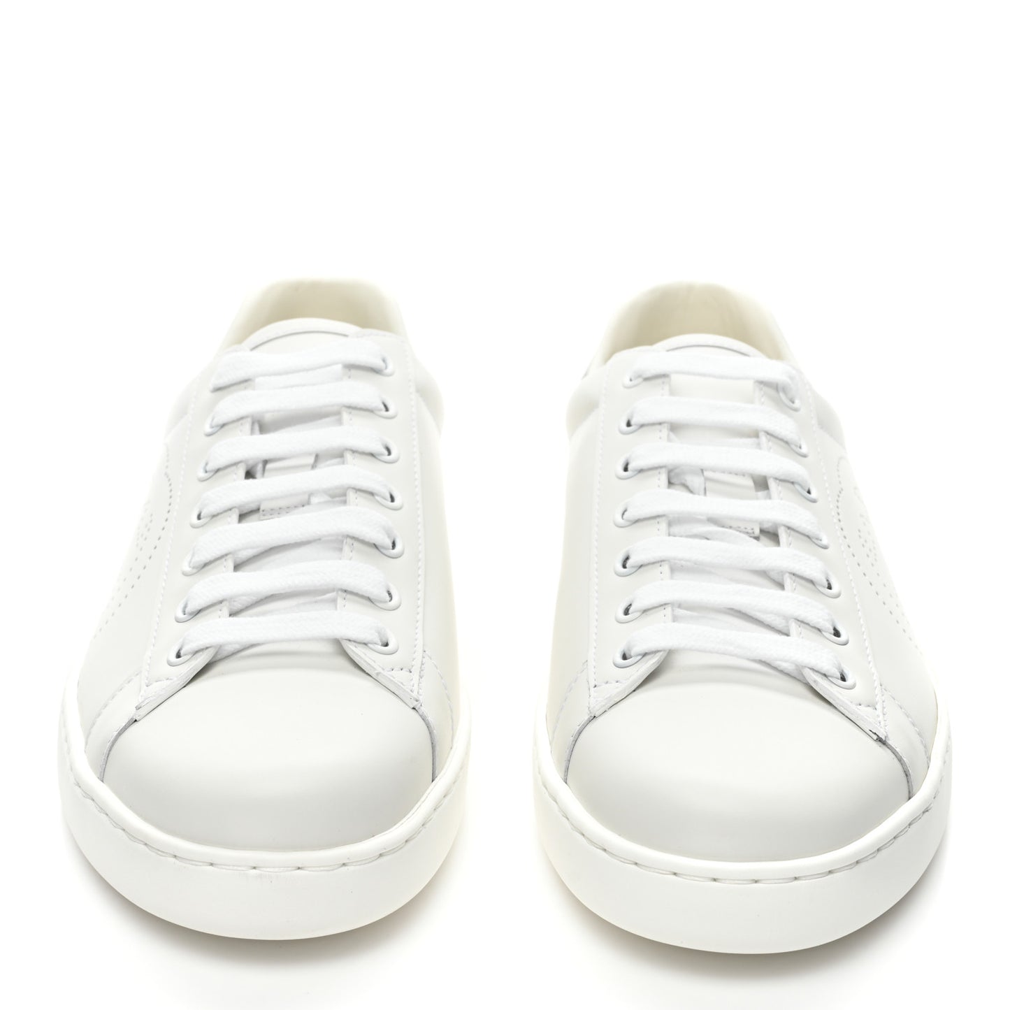 Calfskin Interlocking G Perforated Mens Ace Sneakers 8 White Grey Sky