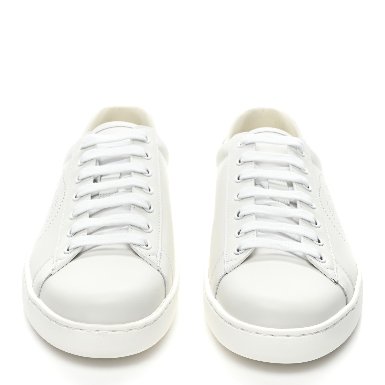 Gucci Calfskin Interlocking G Perforated Mens Ace Sneakers 8 White Grey Sky 2 of 10