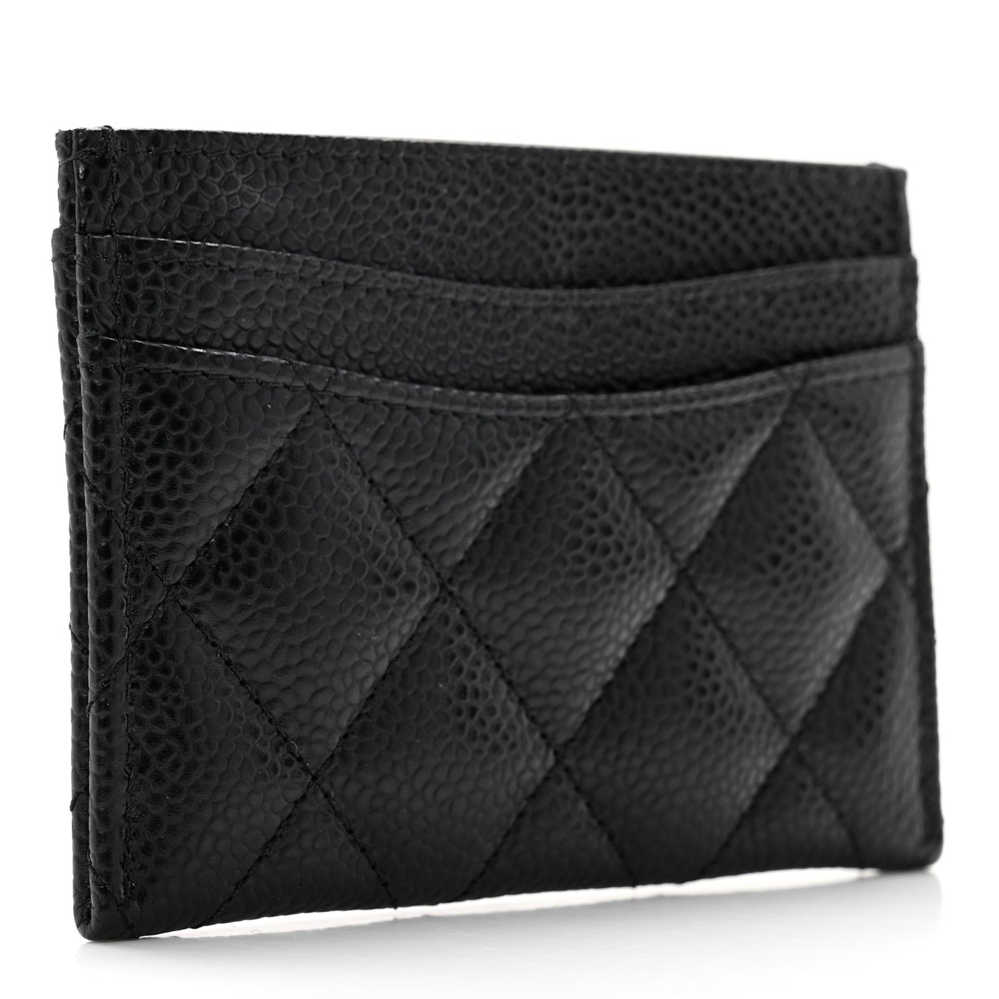 Caviar Quilted Card Holder Black