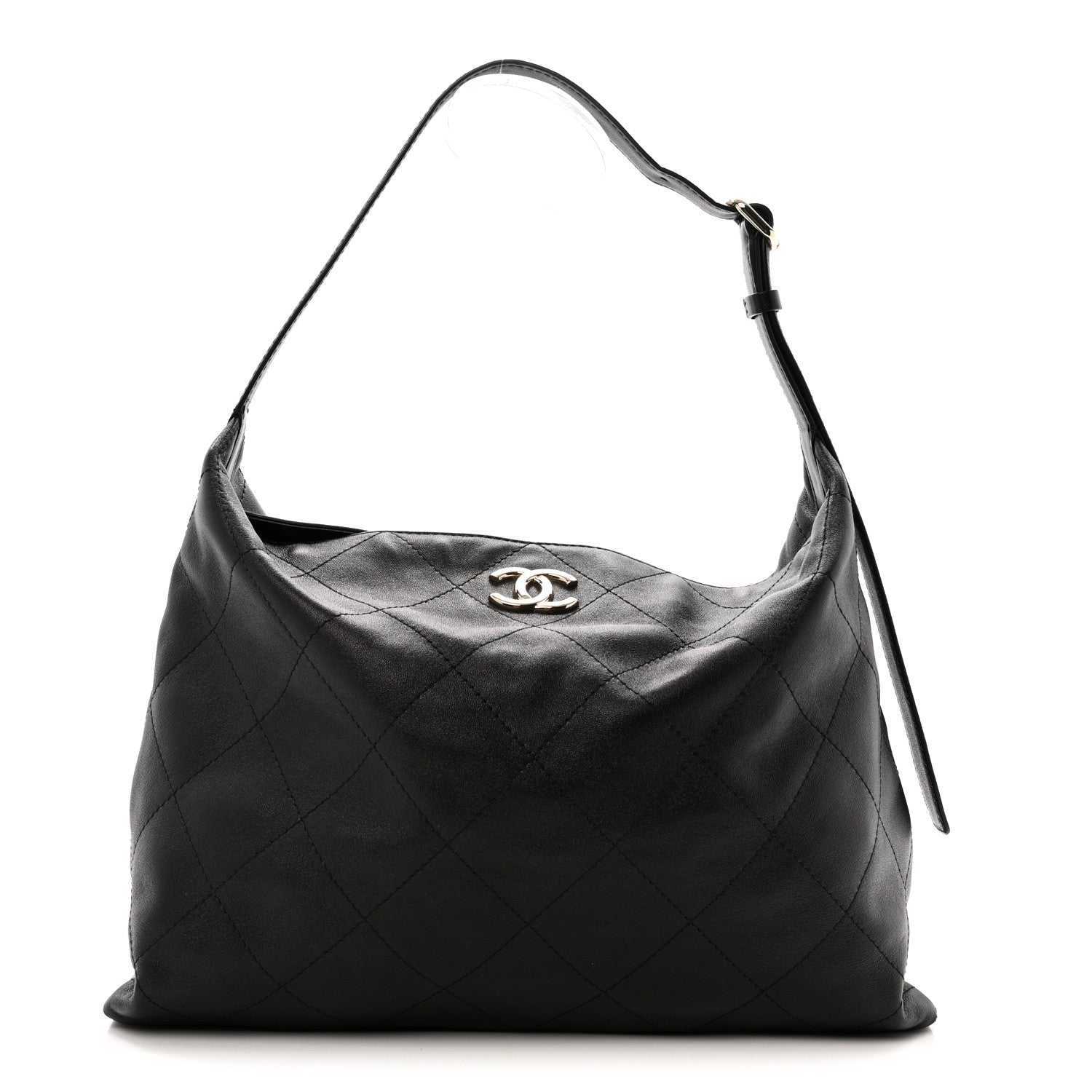 Chanel Shiny Lambskin Quilted Maxi Hobo Black 1 of 10
