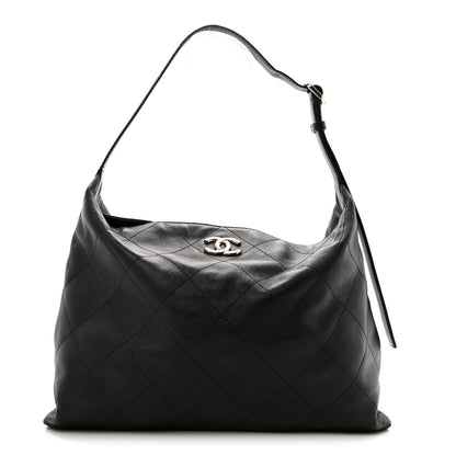 Chanel Shiny Lambskin Quilted Maxi Hobo Black 1 of 10