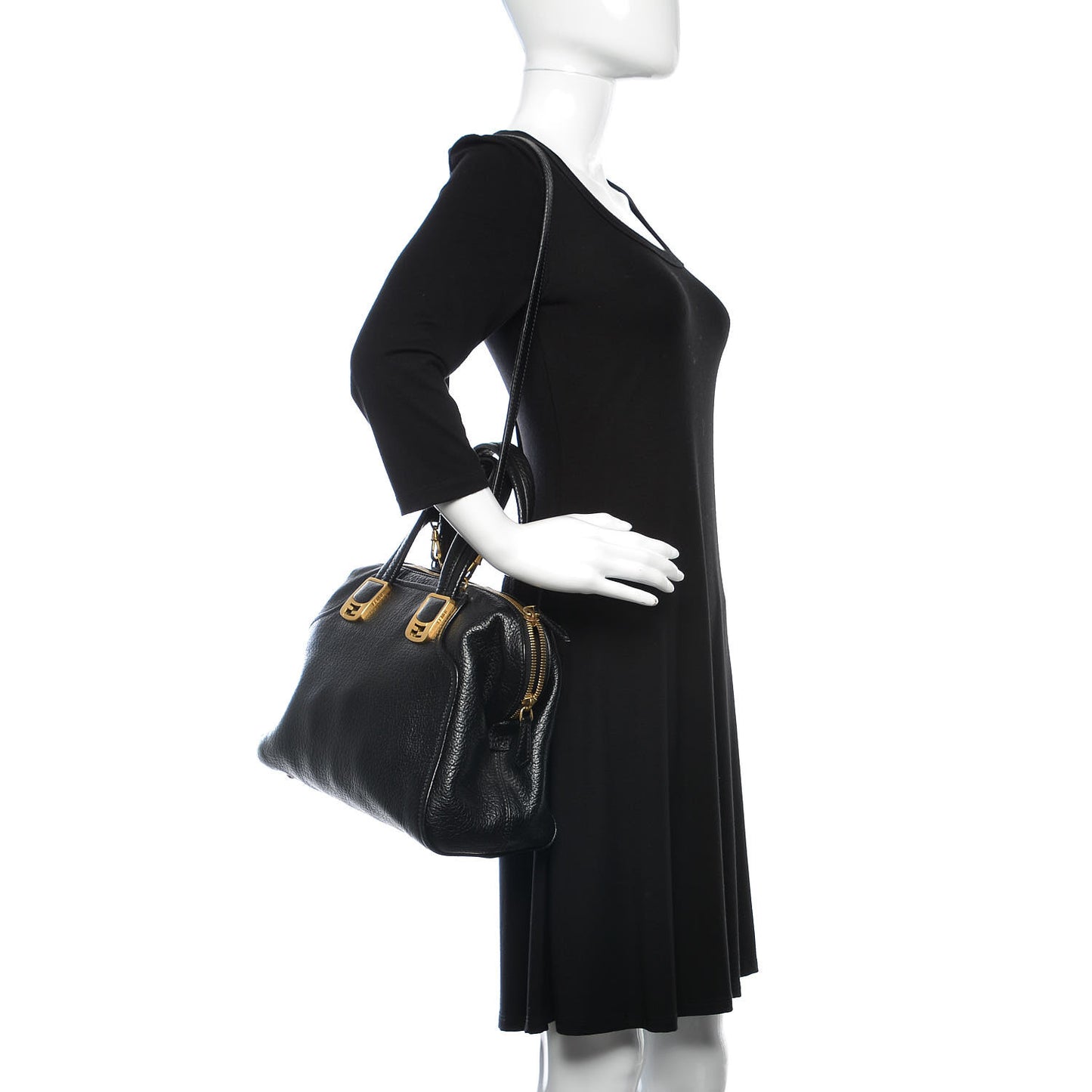 Pebbled Calfskin Small Chameleon Tote Black