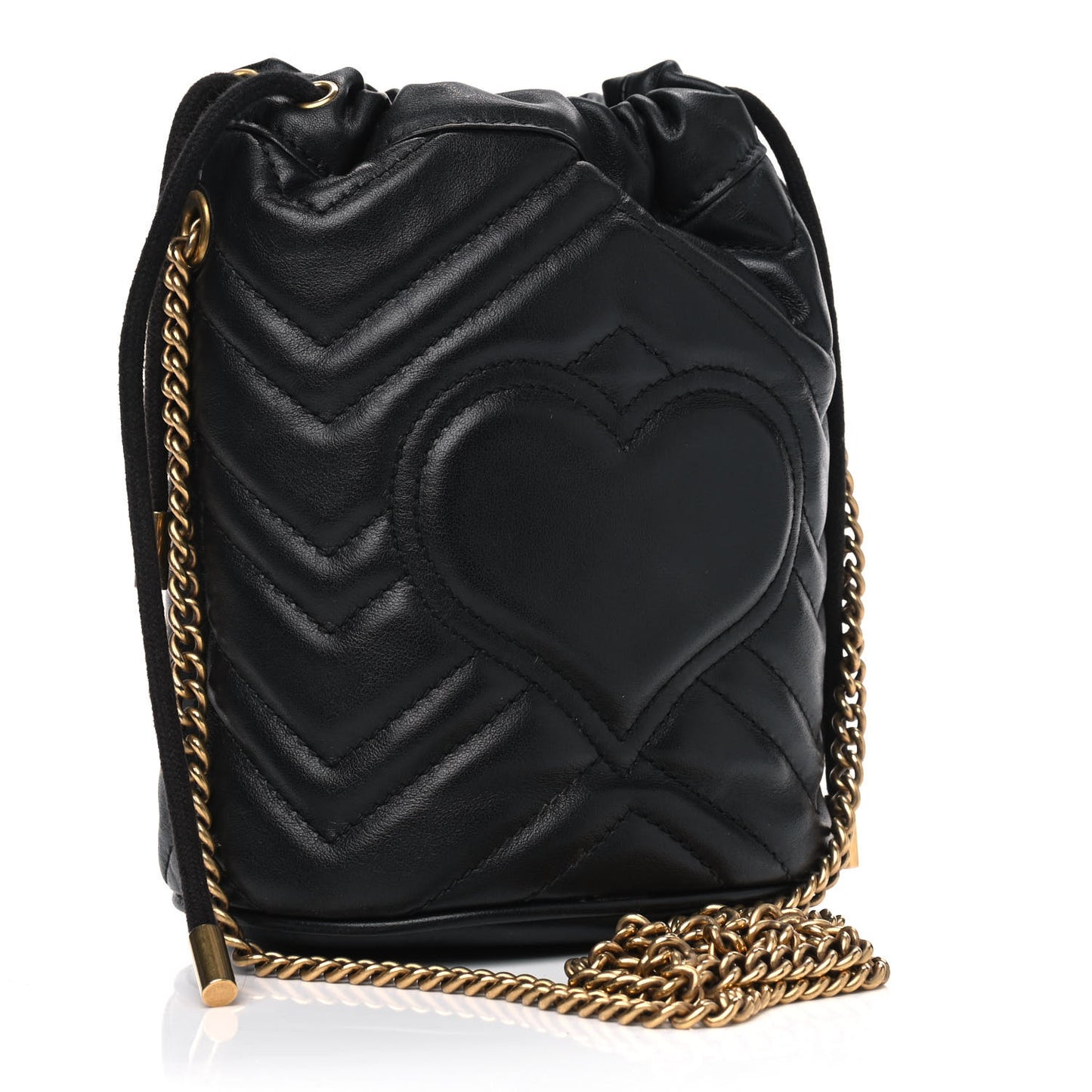 Calfskin Matelasse Mini GG Marmont 2.0 Bucket Bag Black