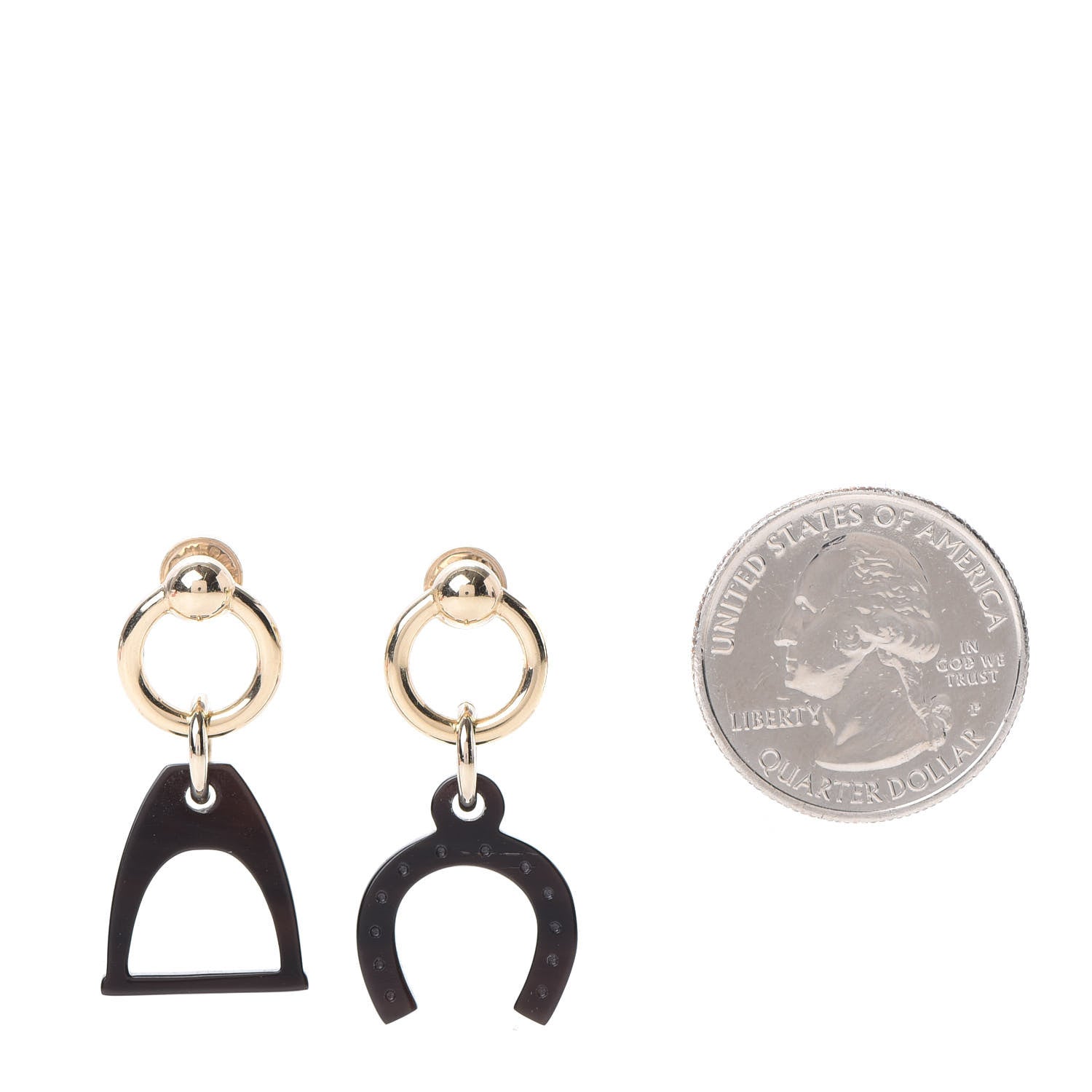 Hermes Permabrass Buffalo Horn Amulettes Equestre Earrings 2 of 6