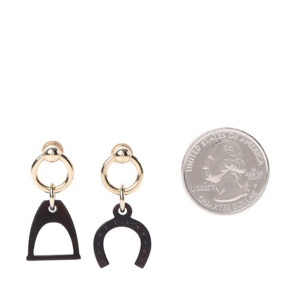 Hermes Permabrass Buffalo Horn Amulettes Equestre Earrings 2 of 6