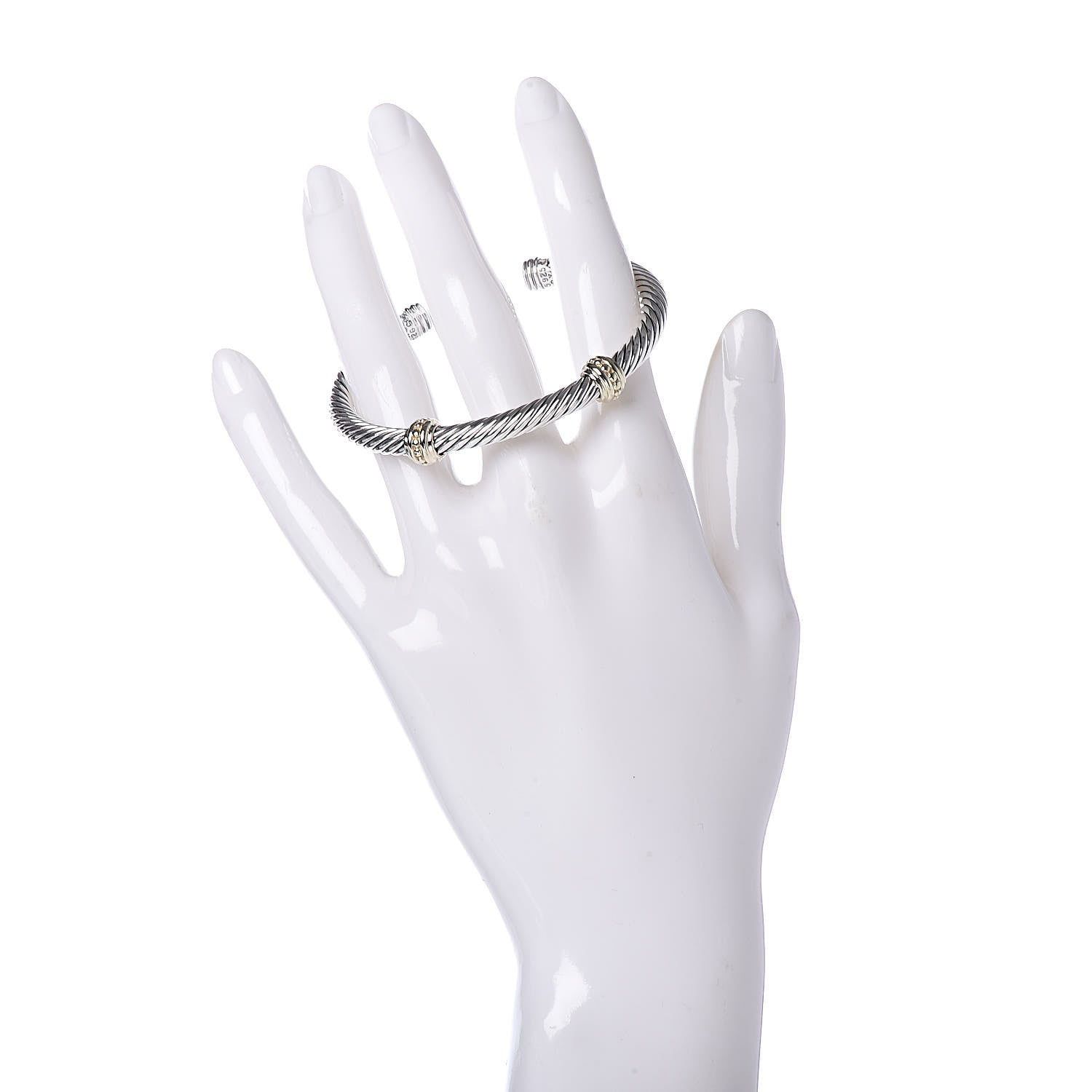 David Yurman Sterling Silver 14K Yellow Gold 5mm Cable Classics Two Station Bracelet 2 of 5