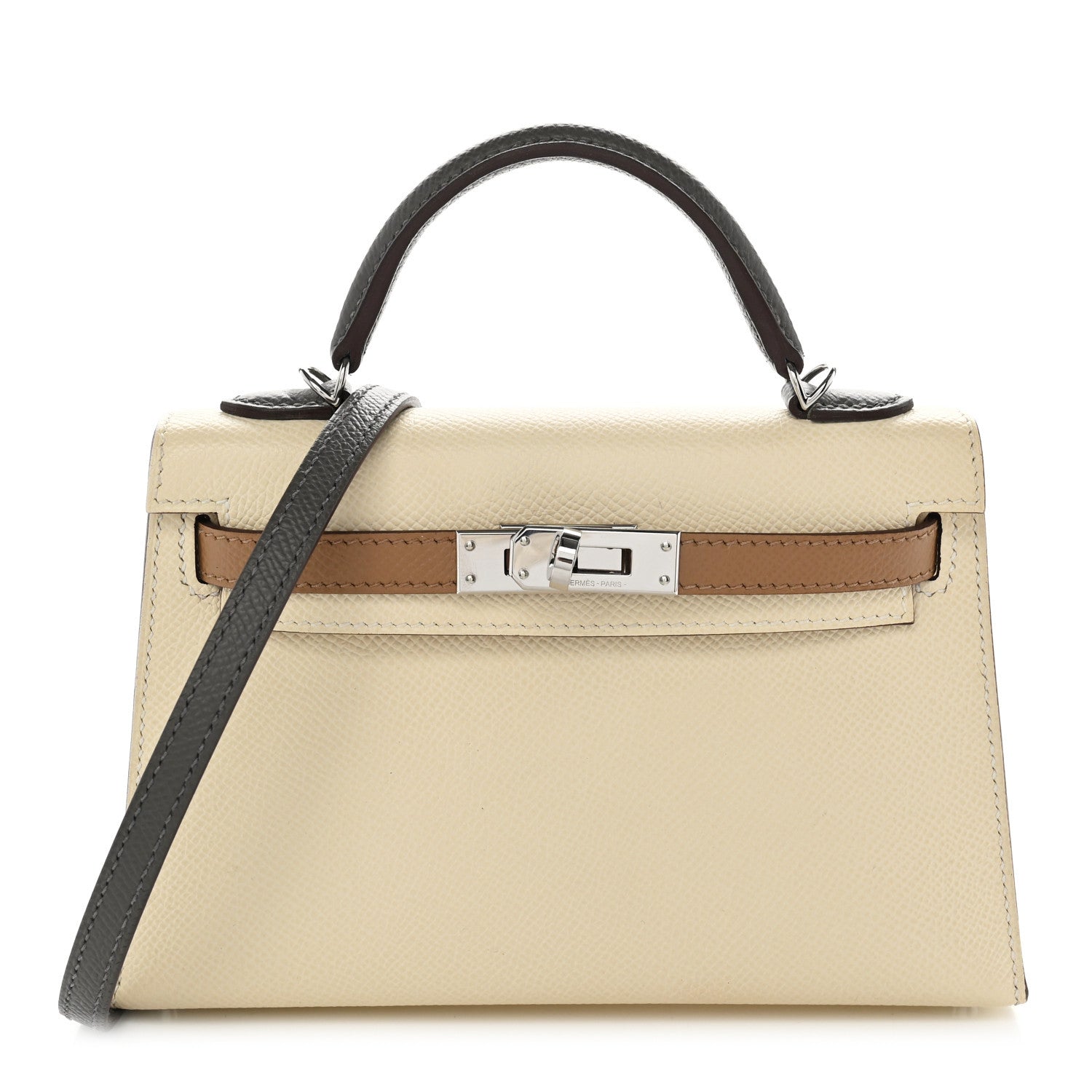 Hermes Epsom Tri-Color Mini Kelly Sellier 20 Craie Biscuit Gris Meyer 1 of 12