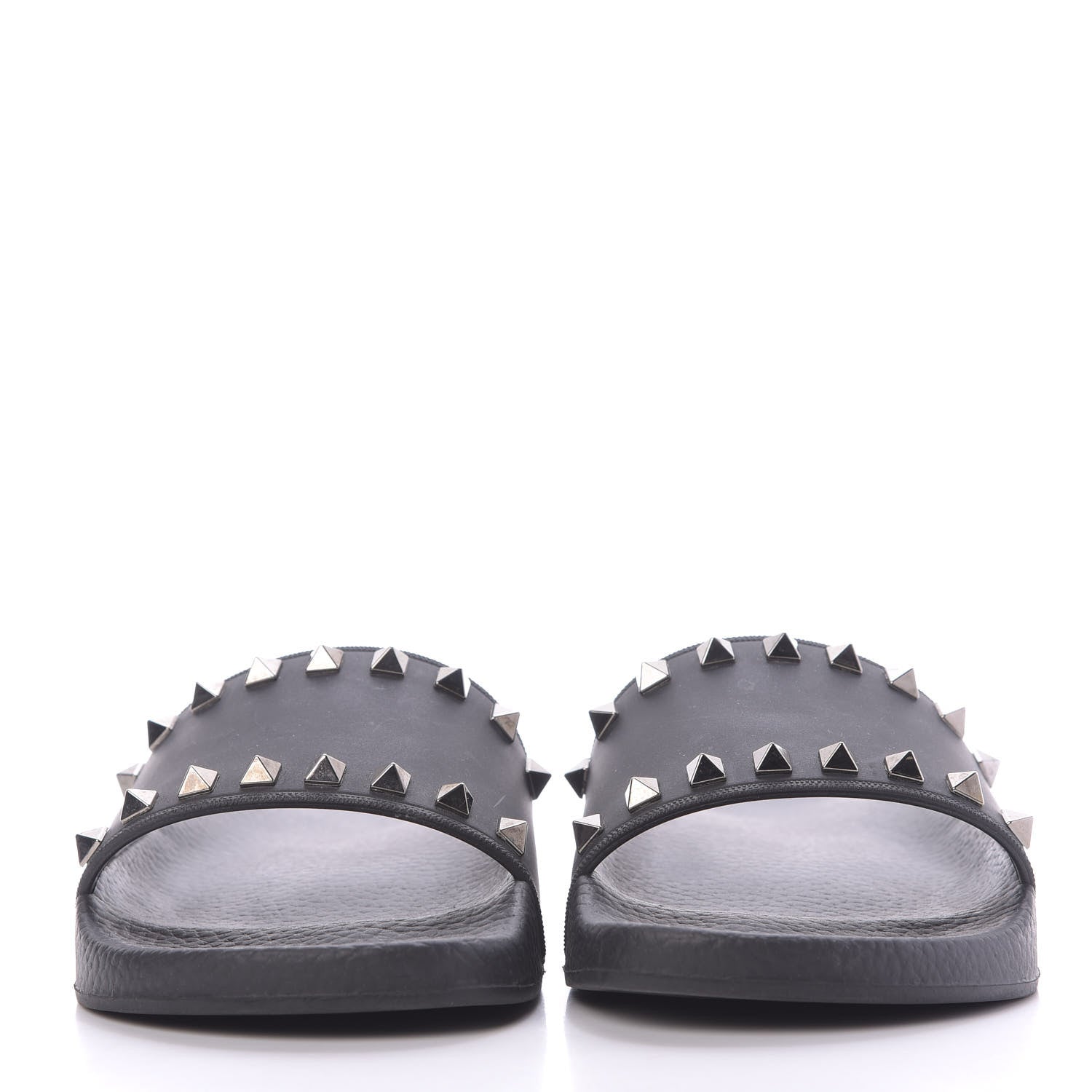 Valentino Garavani Rubber Rockstud Slide Sandals 38 Black 2 of 10