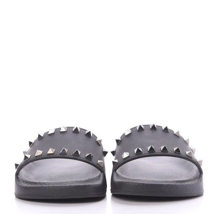 Valentino Garavani Rubber Rockstud Slide Sandals 38 Black 2 of 10
