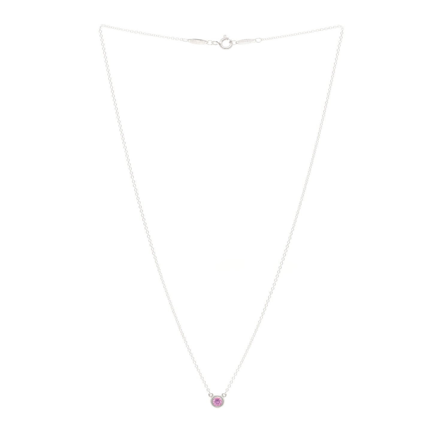 Sterling Silver Pink Sapphire Elsa Peretti Color by the Yard Pendant Necklace