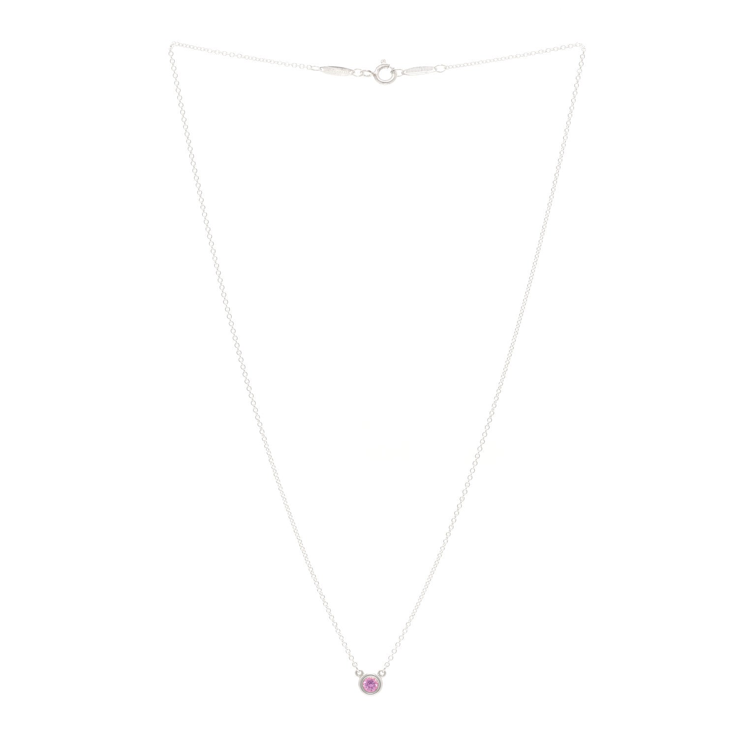 Tiffany Sterling Silver Pink Sapphire Elsa Peretti Color by the Yard Pendant Necklace 3 of 4