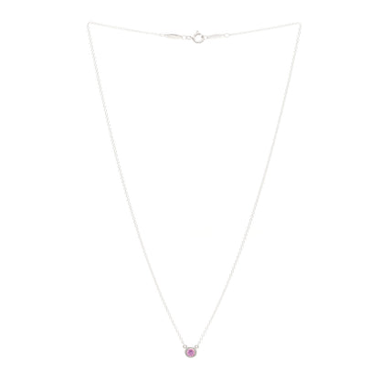 Tiffany Sterling Silver Pink Sapphire Elsa Peretti Color by the Yard Pendant Necklace 3 of 4