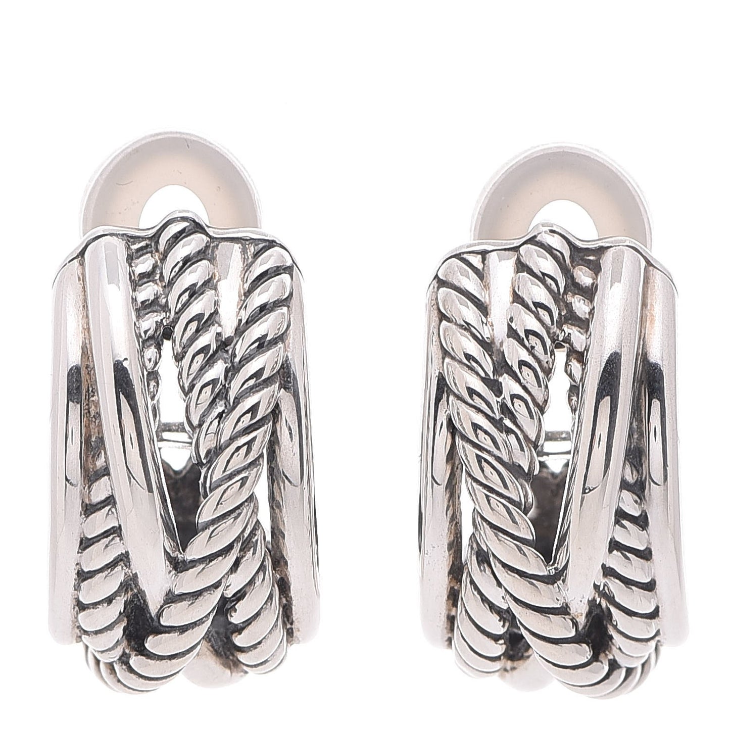 Sterling Silver Crossover Shrimp Earrings
