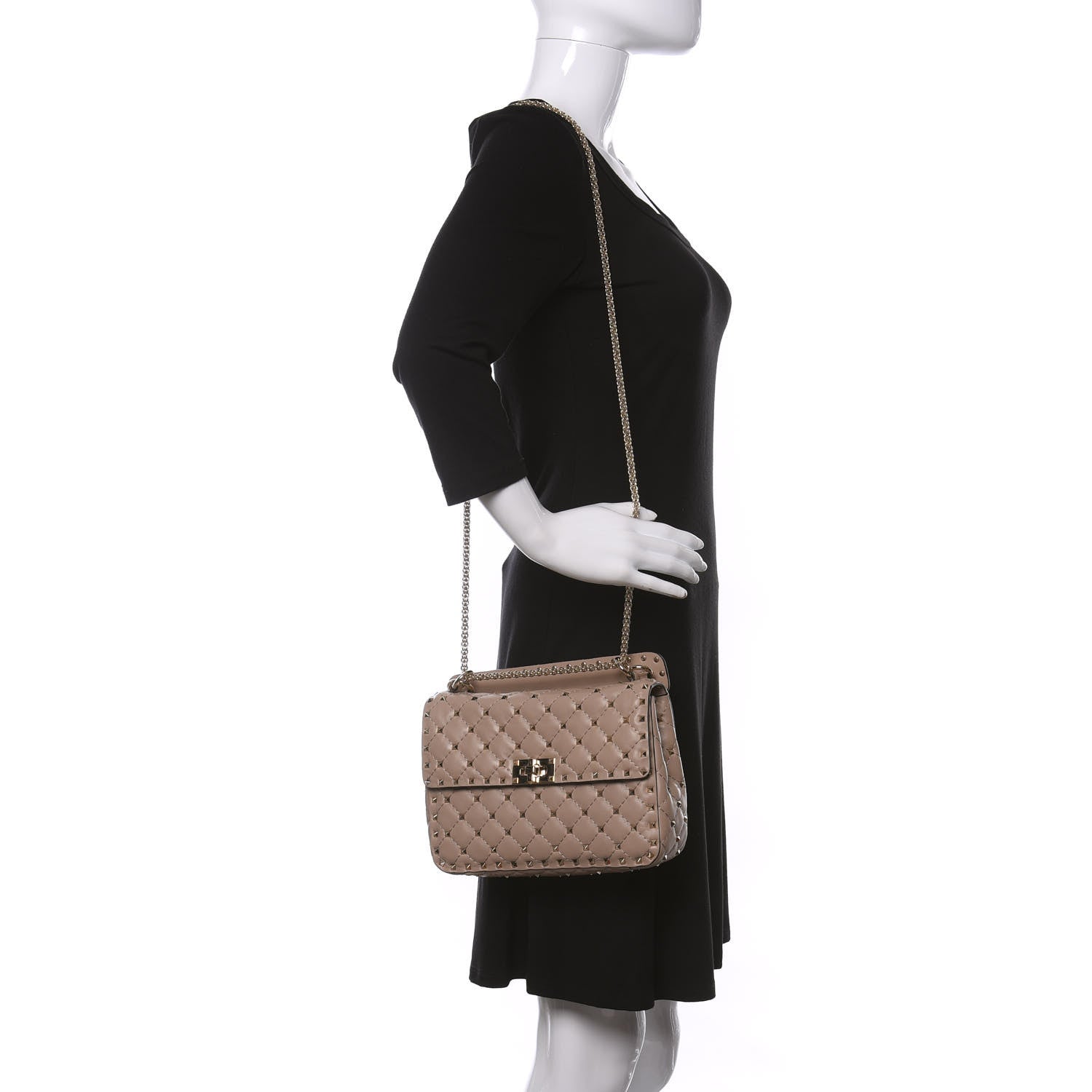 Valentino Garavani Lambskin Medium Rockstud Spike Shoulder Bag Poudre 2 of 8