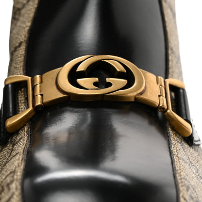 Gucci GG Supreme Monogram Magnum Calfskin Interlocking G Womens Lug Sole Ankle Boots 35.5 Beige Ebony Black 6 of 10