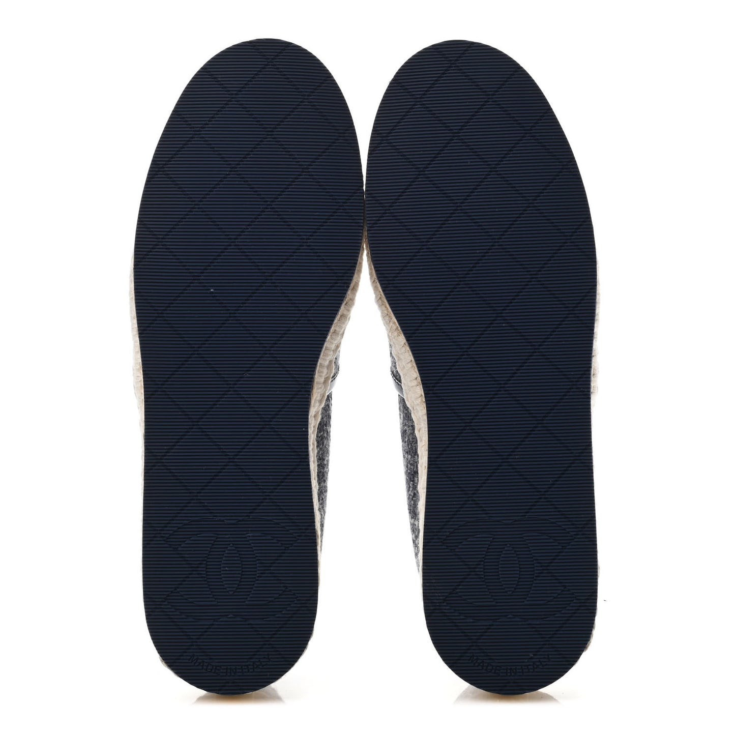 Fabric Patent Calfskin CC Espadrilles 35 Dark Grey
