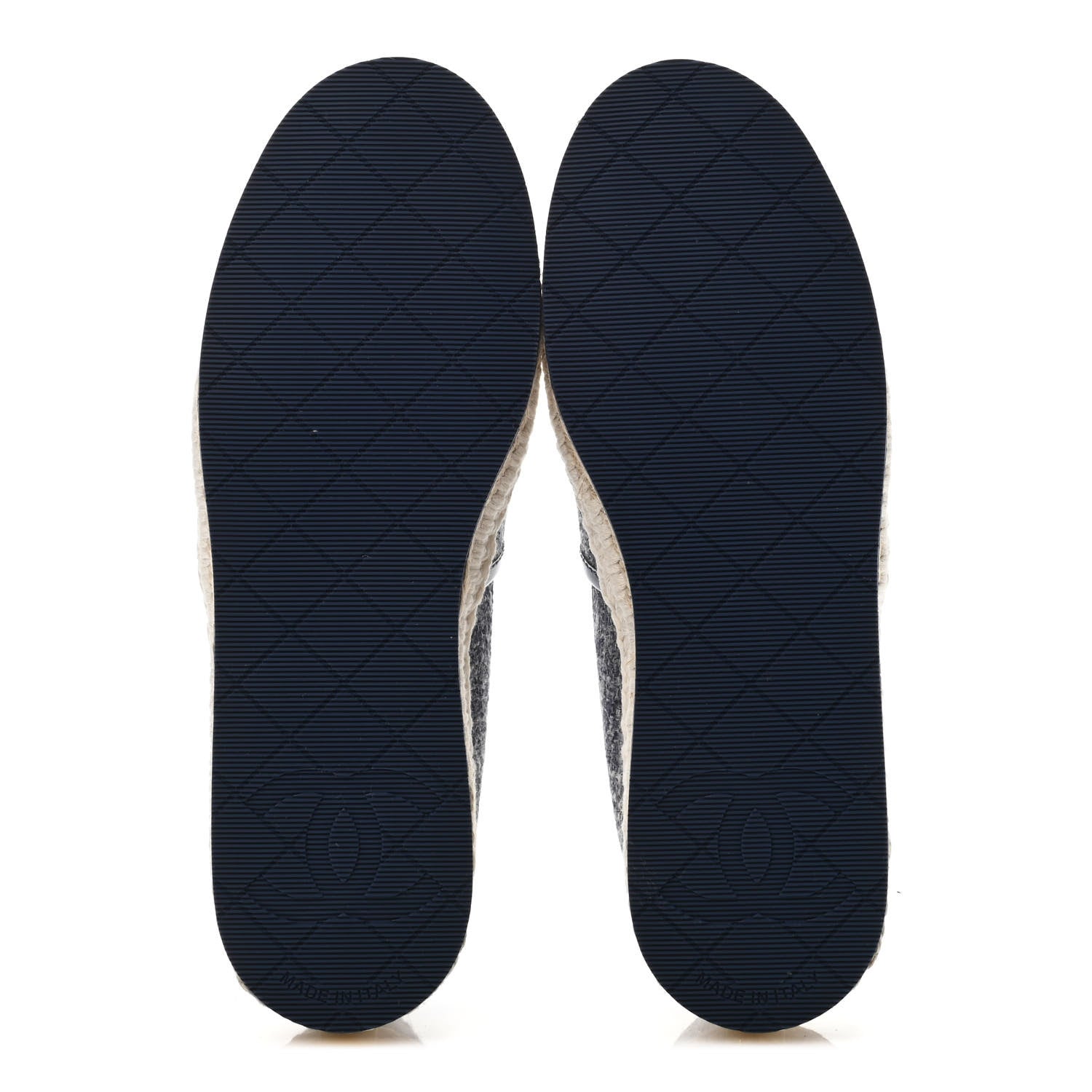 Chanel Fabric Patent Calfskin CC Espadrilles 35 Dark Grey 4 of 4