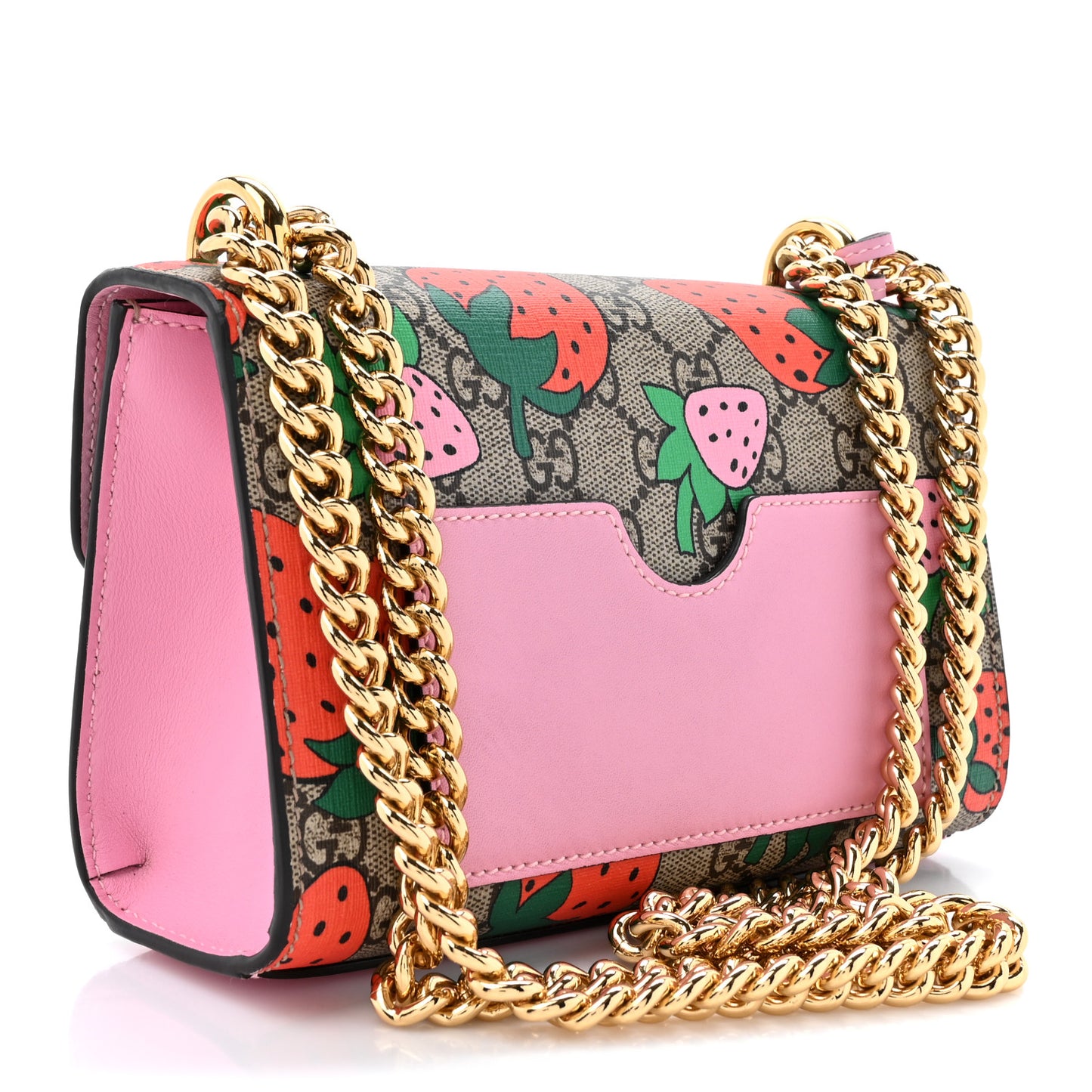 GG Supreme Monogram Strawberry Small Padlock Shoulder Bag