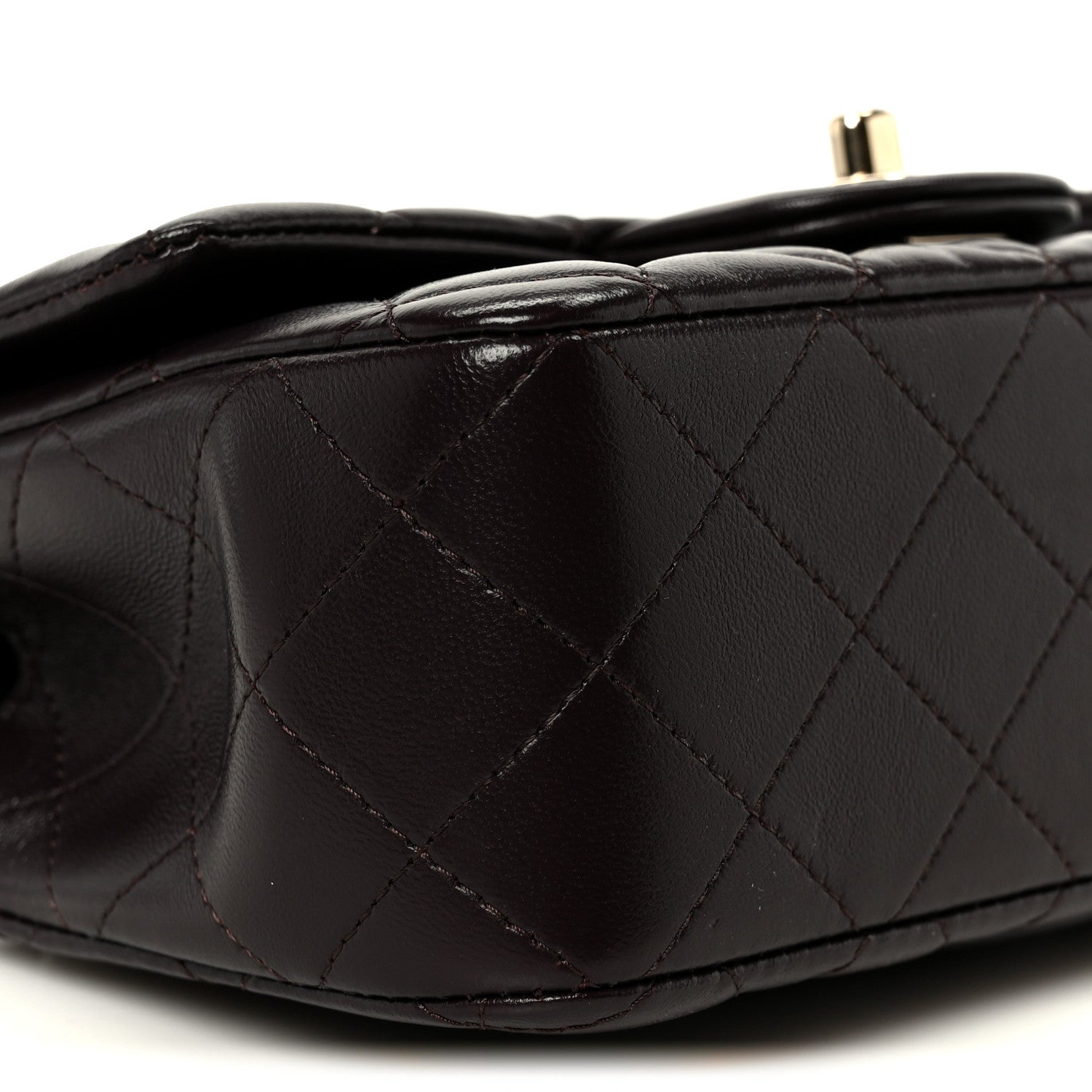 Chanel Lambskin Quilted Mini Top Handle Rectangular Flap Dark Brown 10 of 12