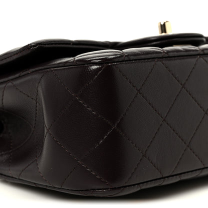 Chanel Lambskin Quilted Mini Top Handle Rectangular Flap Dark Brown 10 of 12
