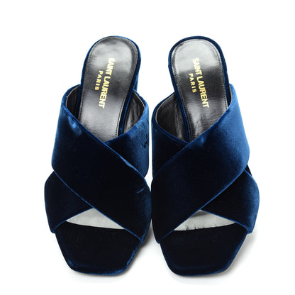 Saint Laurent Velvet LouLou 95 Mules 38 Bluette 5 of 10