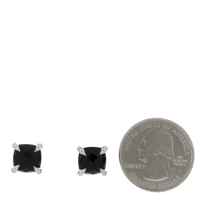 David Yurman Sterling Silver Diamond Black Onyx 9mm Chatelaine Earrings 2 of 4