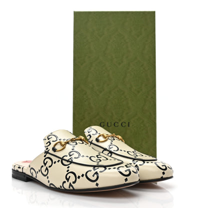 Gucci Azalea Calfskin GG Monogram Bi-Color Debossed Womens Princetown Slippers 39 White Black 9 of 9