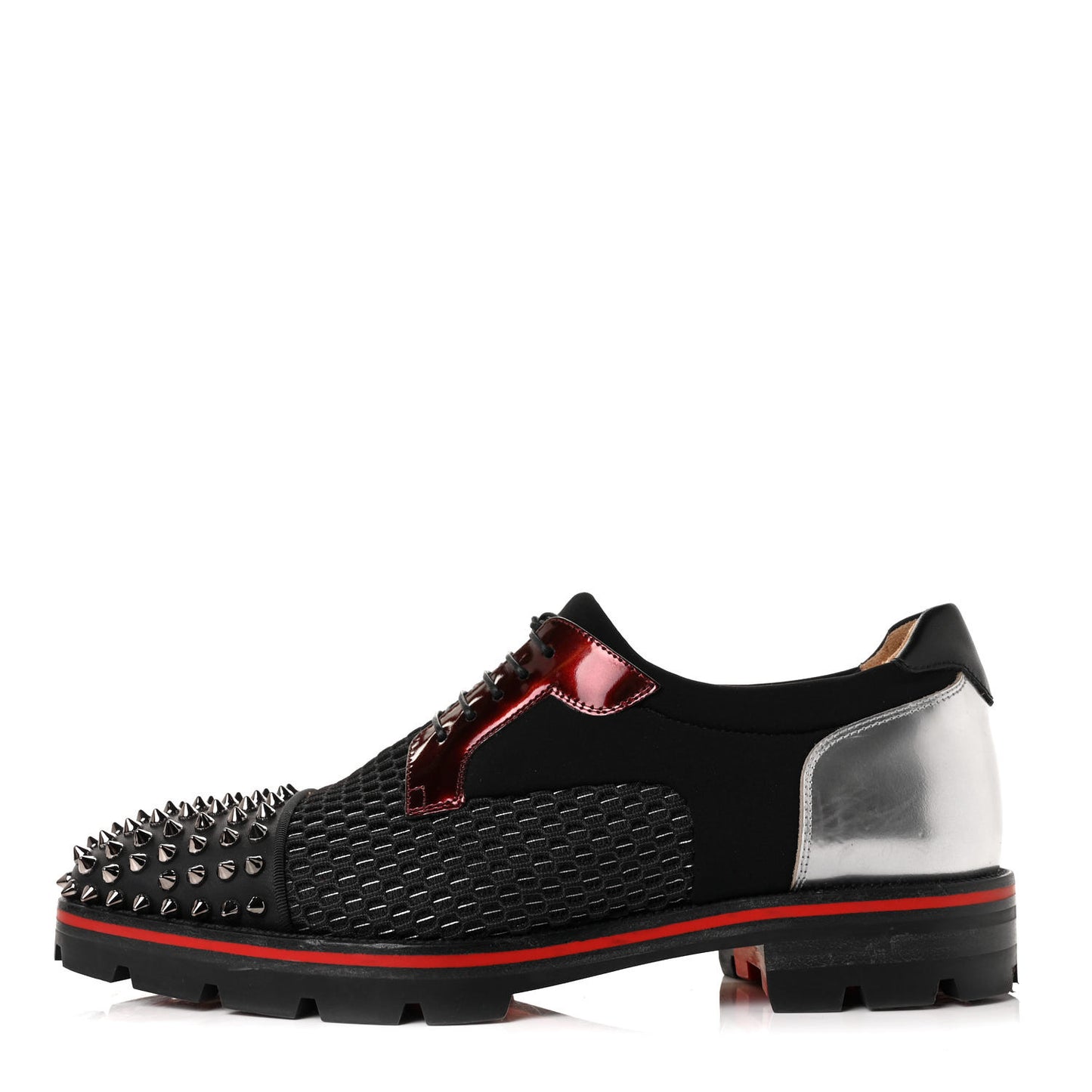 Calfskin Neoprene Lurex Studded Mens Luis Cap Toe Derby Oxfords 41 Black Silver