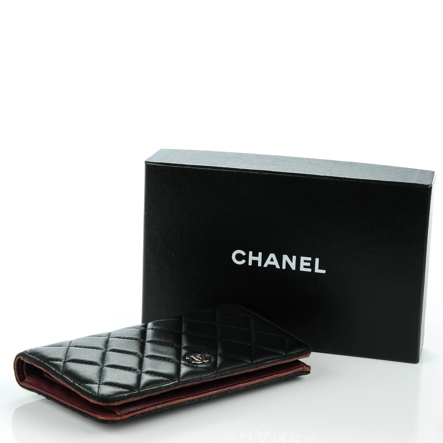 Chanel Lambskin Quilted Yen Wallet Black 4 of 9