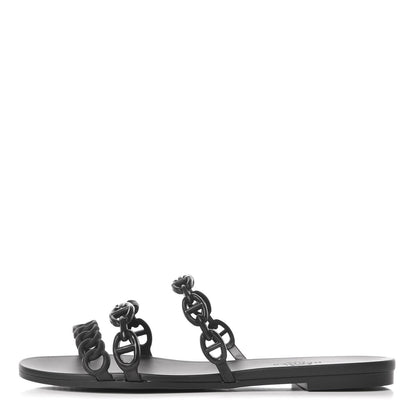 Hermes Rubber Chaine d'Ancre Rivage Sandals 35 Black 1 of 8