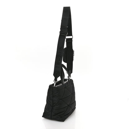 Prada Re-Nylon Nappa Triangle Quilted Padded Double Handled Zip Pocket Tote Black 3 of 12