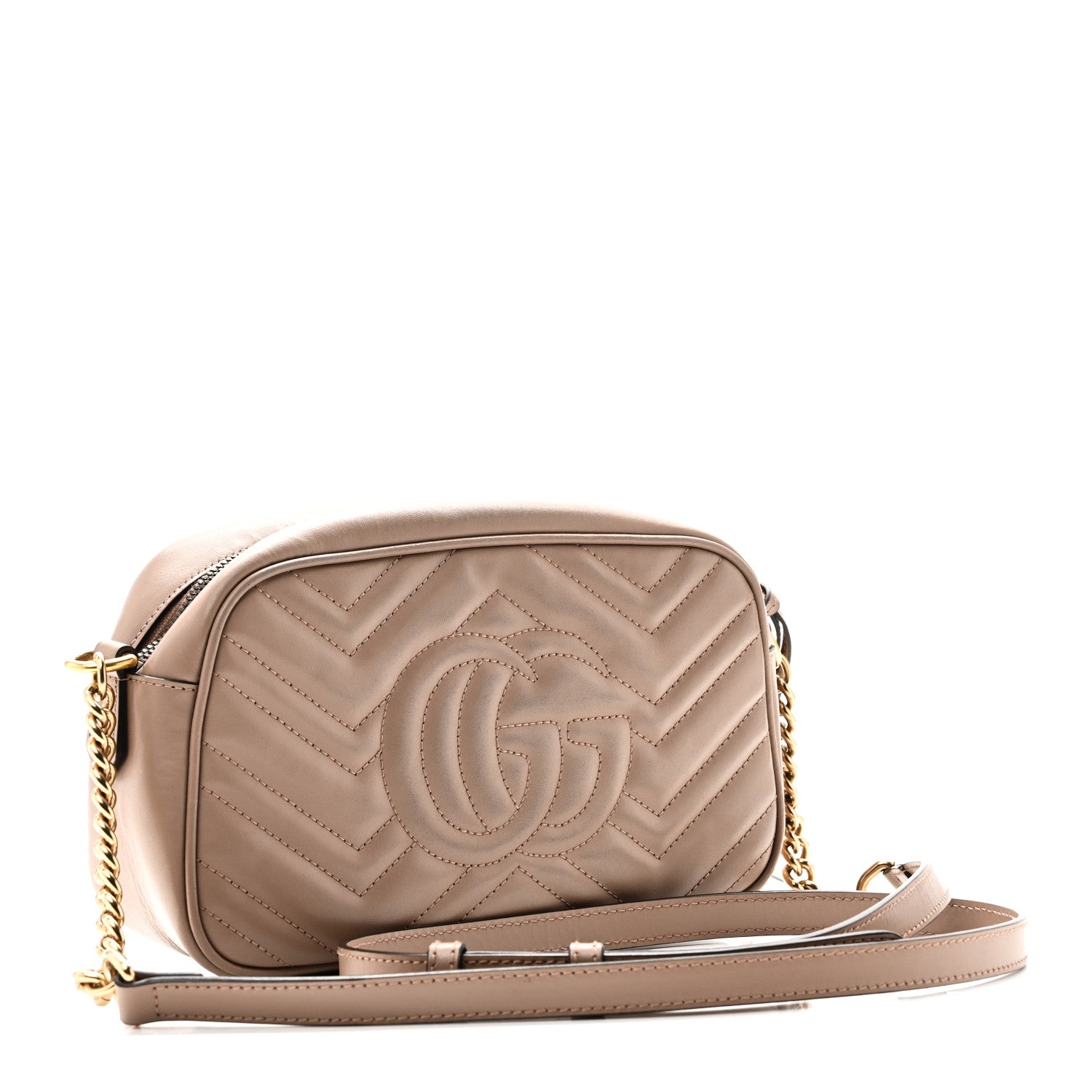 Gucci Calfskin Matelasse Small GG Marmont Chain Shoulder Bag Porcelain Rose 3 of 11