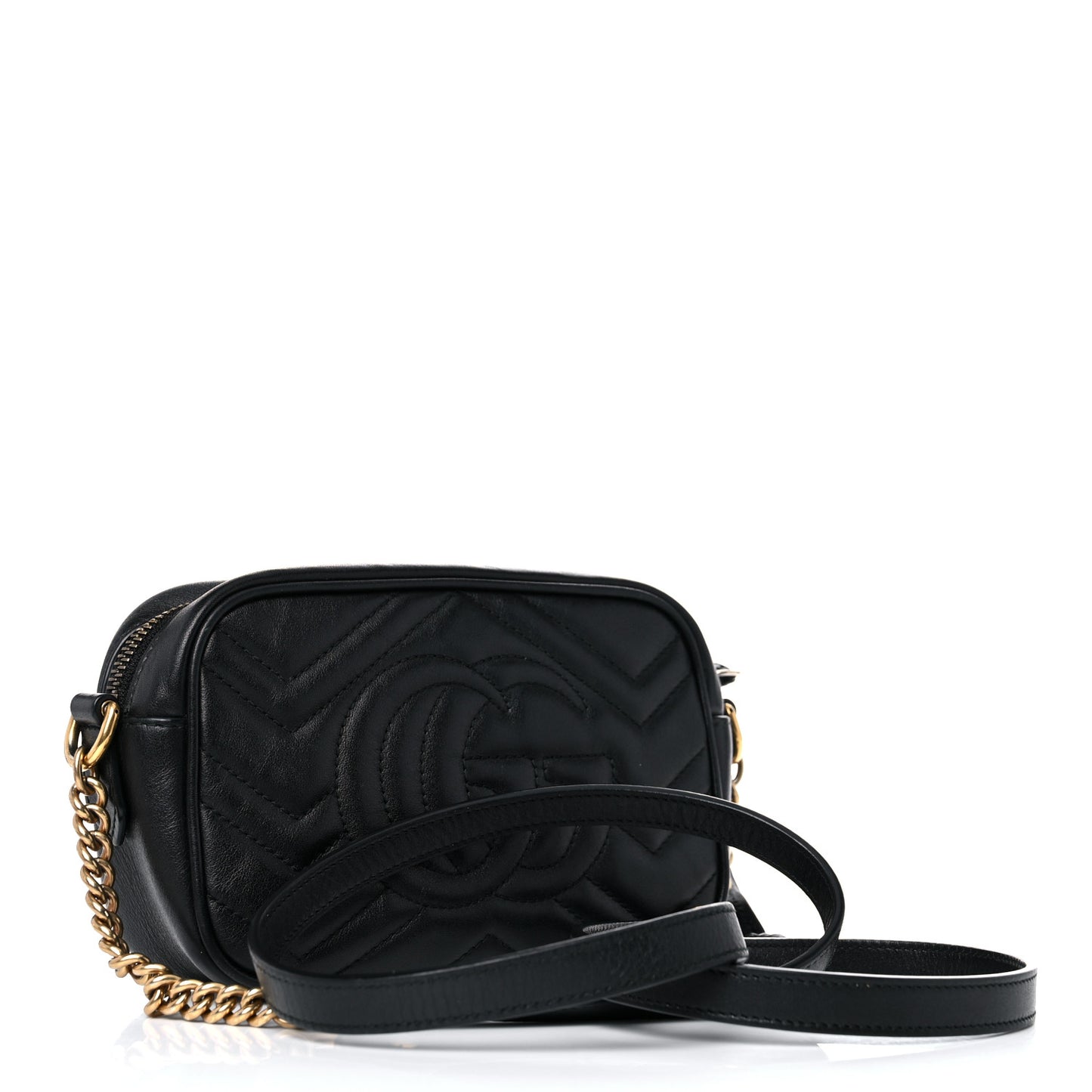 Calfskin Matelasse Mini GG Marmont Chain Shoulder Bag Black