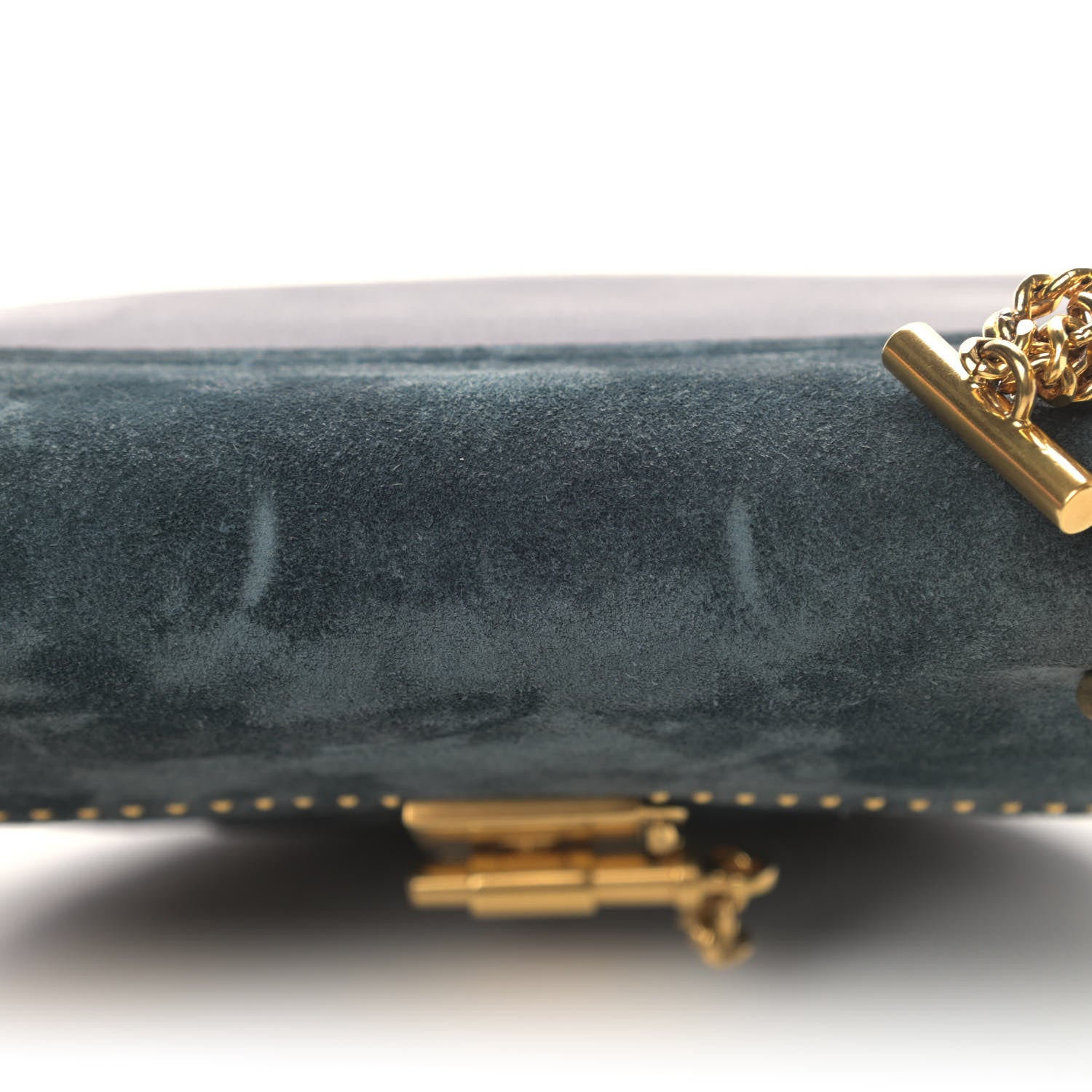 Chloe Suede Smooth Calfskin Studded Mini Drew Shoulder Bag Full Blue 7 of 7