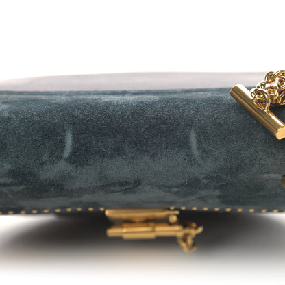 Chloe Suede Smooth Calfskin Studded Mini Drew Shoulder Bag Full Blue 7 of 7