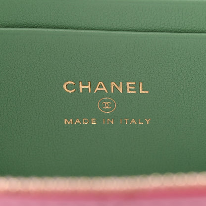 Chanel Lambskin Quilted Small Top Handle Vanity Case With Chain Lilac Light Green 6 of 12