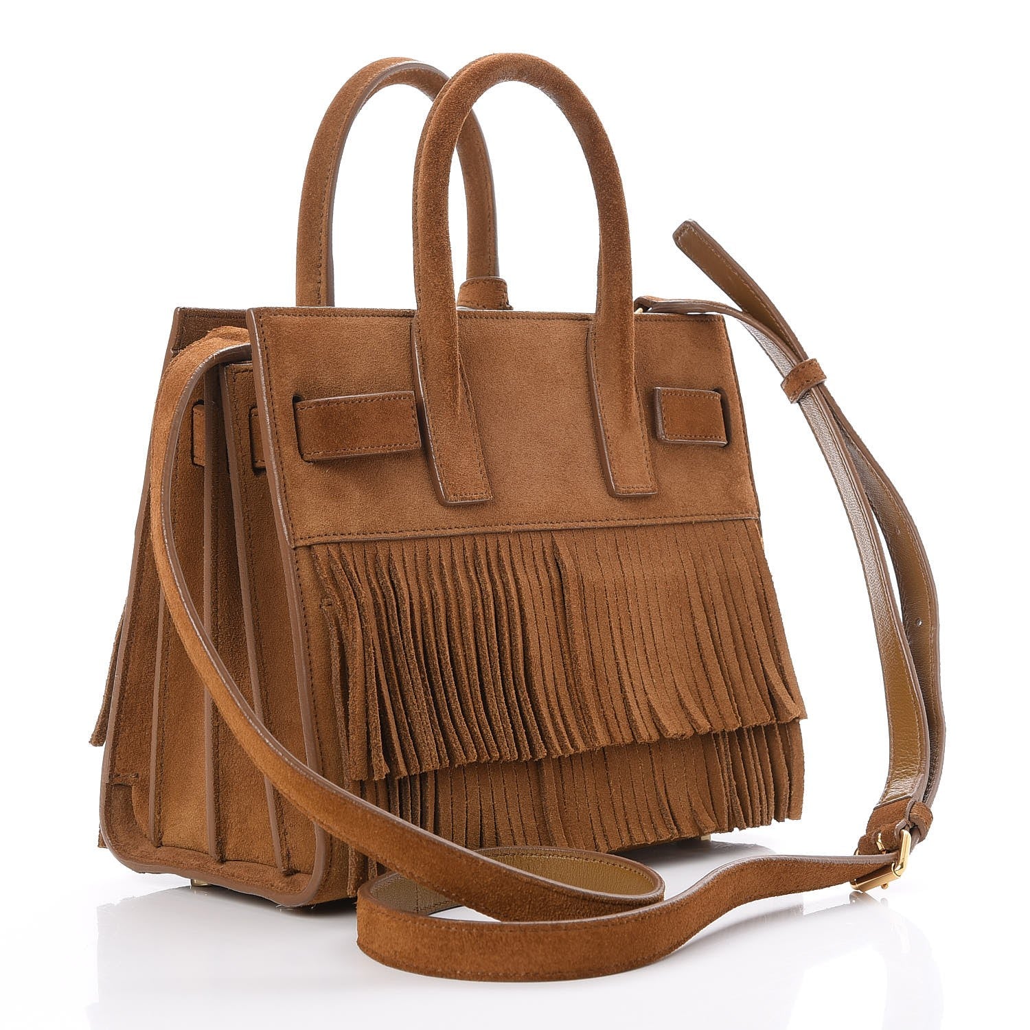 Saint Laurent Suede Fringe Nano Sac De Jour Light Ocre 3 of 6