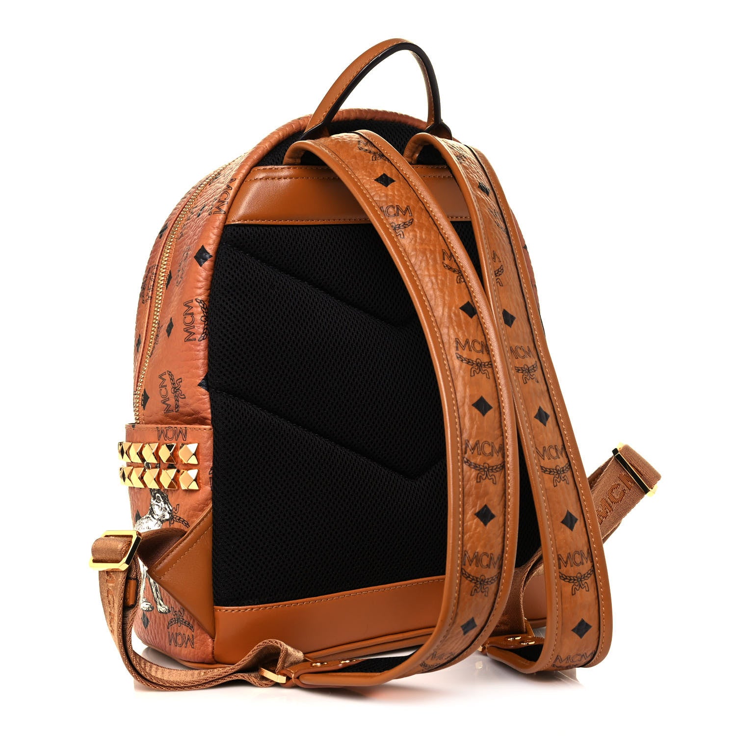 MCM Visetos Small Hide And Seek Rabbit Stark Backpack Cognac 2 of 9