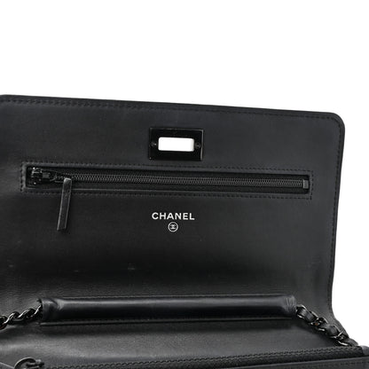 Chanel Aged Calfskin Chevron Quilted Reissue Wallet On Chain WOC So Black 12 of 17