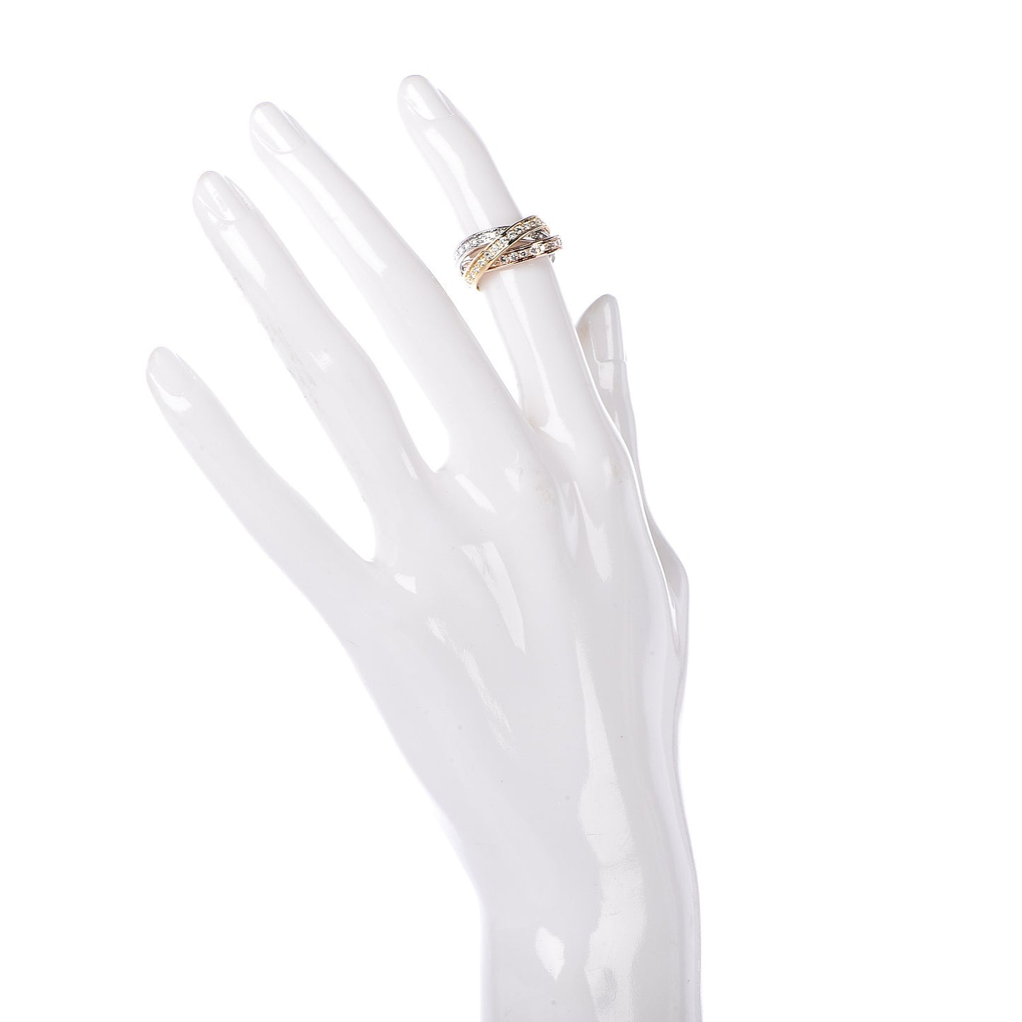 18K White Yellow Pink Gold Diamond Trinity Ring 48 4.5