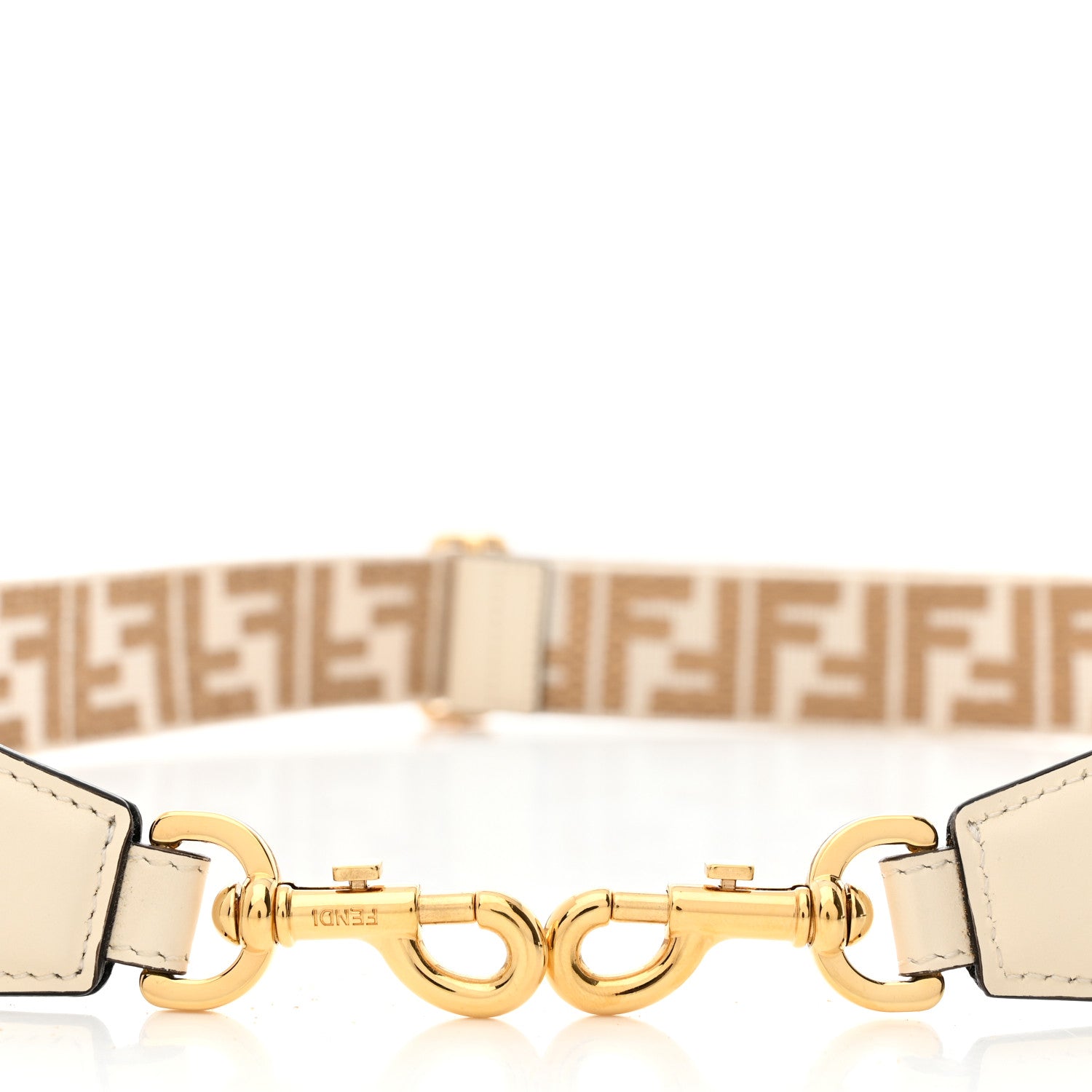 Fendi Jacquard Ribbon Vitello King FF Bi-Color Intreccio Adjustable Strap You Beige 5 of 5
